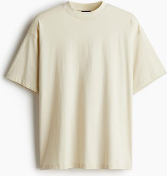 H&M T-Shirt in Oversized Fit - Hellbeige