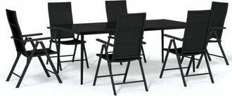 vidaXL 7 Piece Garden Dining Set Black Vidaxl