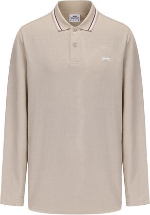 Slazenger Mens Long Sleeve Tipped Polo Men Beige XXL