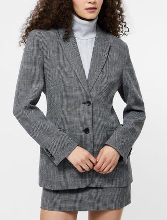 French Connection Owen Plaid Suiting Blazer In Charcoal