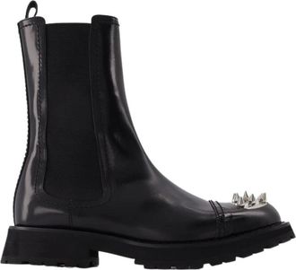 Alexander McQueen Zwarte Leren Enkellaarzen met Studs - Heren - Chelseaboots - Zwart - 41 EU - Leer - Schoenen