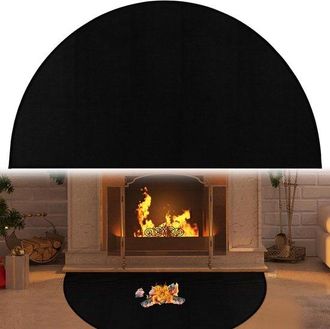 OEM Alfombrilla Negra Para Chimenea De 50x102 Cm - Alfombrilla Ign&iacute;fuga En Forma De Media Luna - Protecci&oacute;n Ign&iacute;fuga Para Suelos De Chimenea Y Fogata