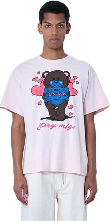 Story mfg. T-shirt met grafische print - Heren - T-shirts - Roze - L - Katoen - Tops