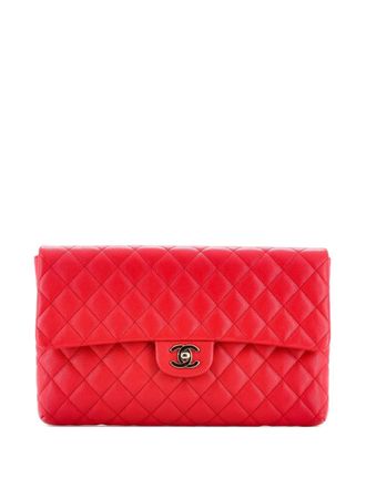 Chanel Classic Flap Quilted Caviar clutch bag - women - Calf Leather - One Size - Red