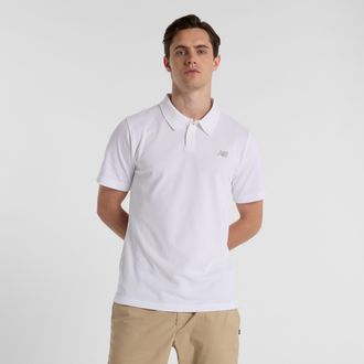New Balance Poloshirt NEW BALANCE Cotton Pique Polo, Herren, Gr. S, weiss (wei&szlig;), Obermaterial: 60% Baumwolle, 40% Polyester, Shirts Poloshirt