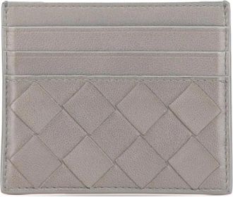 Bottega Veneta Pre-owned Wallets, female, Gray, Size: ONE SIZE Pre-owned Lambskin Intrecciato Credit Card Case