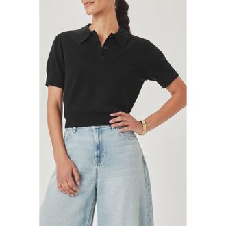 Splendid Christa Crop Polo Sweater in Black at Nordstrom, Size Medium
