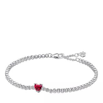 Pandora Bracelets - Heart sterling silver tennis bracelet with red cry - red - Bracelets for ladies