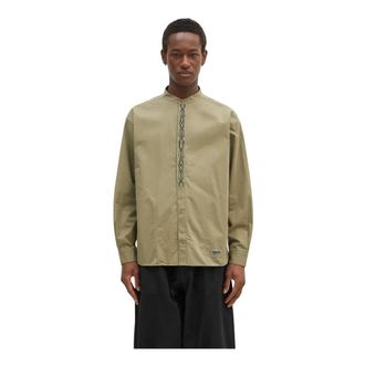 Neighborhood Regular Fit Band Collar Shirt - Heren - Casual Overhemden - Groen - XL - Katoen - Overhemden