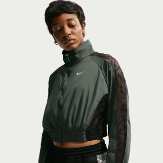 Nike Womens Nike Sportswear Cropped Lace Track Jacket in Green | IM8193-303