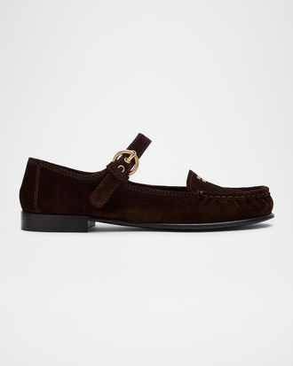 Miu Miu Suede Mary Jane Loafers