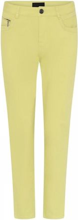 C.Ro Lime Suzanne Broek met Rits Detail - Dames - Straight fit broeken - Geel - 4XL - Katoen - Broeken
