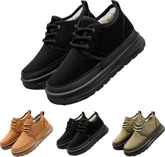 Generic Mens Lace-up Shoes Winter Thickened Warm Snow Boots Fuzzy Cozy Suede Leather for Cold Weather Outdoor Non-Slip Casual Lightweight Walking Ankle Boots 