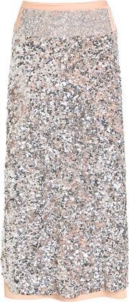 Paco Rabanne Sequin-embellished Satin Midi Skirt - Silver - 40 (UK12 / M)