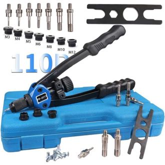 OEM Juego De 110 Piezas De Remachadoras Pop M3-m12 Con Remaches De Aluminio Para Remaches Ciegos En Acero Inoxidable Y Aluminio - Remachadora Manual Profe