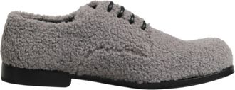 Dolce & Gabbana Gray Fleece Lace Up Men Derby Dress Mens Shoes