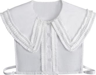 Generic Fake Collar for Women, Detachable Collars with Pleated Trim, Half False Shirt Blouse Collar, White Peter Pan Style Dickey Collar for Sweaters, Shirts,
