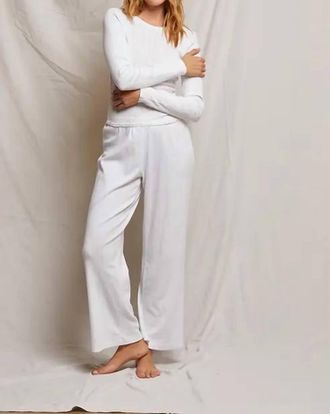 perfectwhitetee Loren Pointelle Pajama Bottoms In White