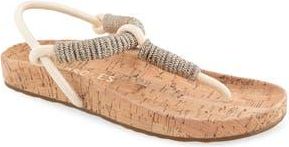 Aerosoles Leve Flatform T-Strap Sandal in Crystal/Champagne Rope/Cork at Nordstrom Rack, Size 5.5