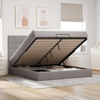vidaXL Estructura De Cama Otomana Colch&oacute;n Tela Gris Pardo 160x200cm Vidaxl