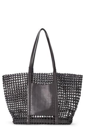 Staud Getaway Hand Knotted Leather Tote Bag in Espresso at Nordstrom