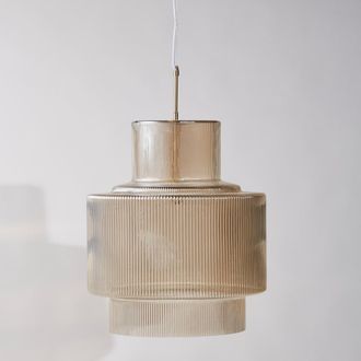 Maisons du monde L&aacute;mpara de techo con colgantes transparentes y bordes dorados