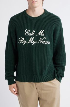 PacSun By My Name Crewneck Cotton Sweater in Green at Nordstrom, Size X-Large