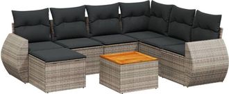 vidaXL Vidaxl - Set De Sof&aacute;s De Jard&iacute;n 8 Pzas Y Cojines Rat&aacute;n Sint&eacute;tico Gris