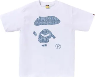 A Bathing Ape Lux Sport Pattern Ape Face Tee White 1K80-110-049-WHITE