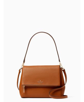 Kate Spade New York Womens Leila Medium Flap Shoulder Bag - Brown Leather - One Size