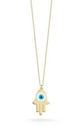 Ember Fine Jewelry Evil Eye Hamsa Pendant Necklace in Gold at Nordstrom Rack, Size 17