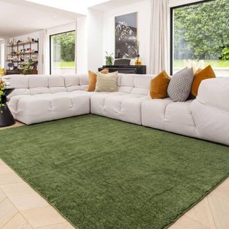 Kukoon Washable Machine Shag Rug in Green | Size: 200 cm x 290 cm