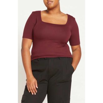 Universal Standard Foundation Short Sleeve Top in Black Cherry Red at Nordstrom, Size Xl