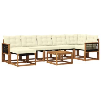 vidaXL Conjunto De Sof&aacute;s De Exterior Con Coj&iacute;n 8 Pcs Natural Y Crema Vidaxl