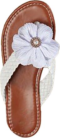 Generic Flip Flop Womens Elegant Toe Separator Sandals Womens Summer Comfortable Slippers Slide with Flowers Summer Shoes Non-Slip Slippers Beach Shoes Beach 