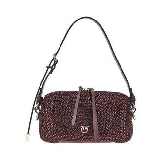 Pinko Pinko - Full Strass Mini Crossbody Tas - Dames - Tassen - Rood - Maat: ONE Size Katoen