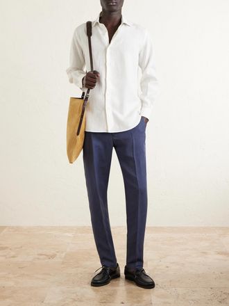 Eleventy Straight-Leg Lyocell and Linen-Blend Drawstring Trousers