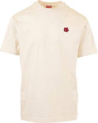 Kenzo Boke Flower Geborduurde T-Shirt - Heren - T-shirts - Beige - M - Katoen - Tops