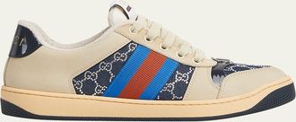 Gucci Crystal GG Denim Screener Low-Top Sneakers