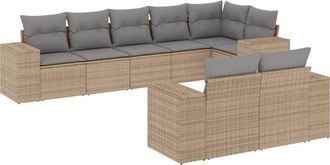 vidaXL Vidaxl - Juego De Sof&aacute;s De Jard&iacute;n Con Cojines Beige 8 Pzas Rat&aacute;n Pe