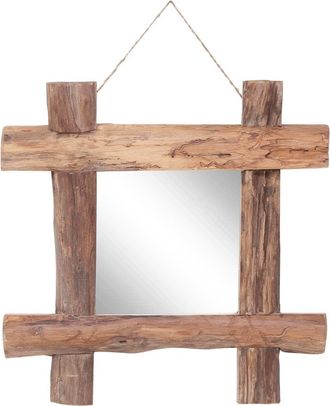 vidaXL Espejo De Troncos De Madera Reciclada De Teca Natural 50x50 Cm Vidaxl
