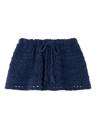 Alanui The Breath Of The Lagoon crochet tassel-detail mini skirt - women - Cotton/Polyamide/Fabric - S - Blue