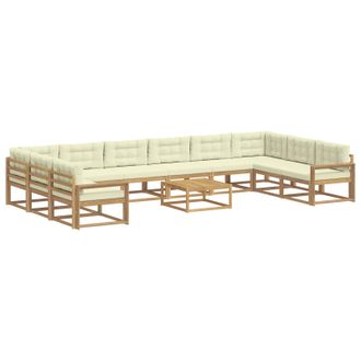 vidaXL Conjunto De Sof&aacute;s De Exterior 11 Uds. Blanco Y Crema Vidaxl