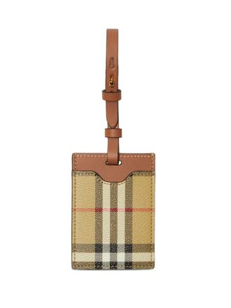 Burberry Check Motif Leather Luggage Tag