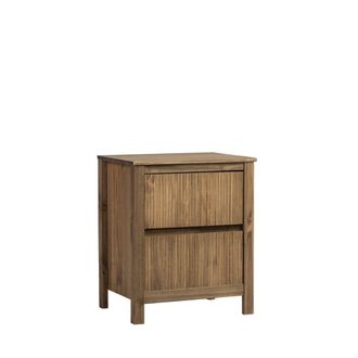 Klast Mesita de noche 2 cajones de madera nogal 50 cm x 58 cm