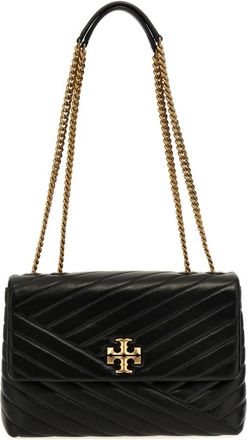 Tory Burch Kira Chevron Convertible Crossbody Bag - Dames - Schoudertassen - Zwart - ONE Size - Leer - Tassen