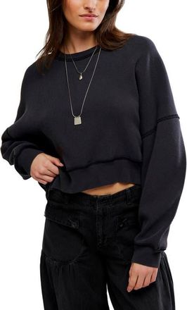 Free People Skyline Waffle Long Sleeve T-Shirt in Black at Nordstrom, Size X-Large