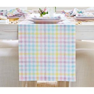 Solino Home Linen Table Runner for Dining Table, Holiday and Everyday Table Decor - Gingham Check in Pastel Gingham at Nordstrom, Size Xx-Small