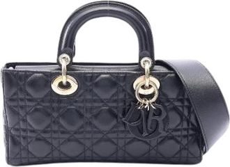 Dior Pre-owned Lady D-Joy Leder 2way Handbag - Dames - Vintage Handtas - Zwart - ONE Size - Leer - Vintage