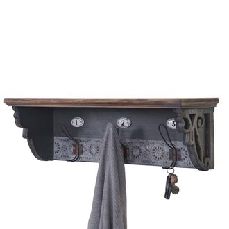 Hhg Hhg - Perchero De Pared 078, Gancho De Pared, Madera Maciza De Abeto Vintage 22x60x18cm
